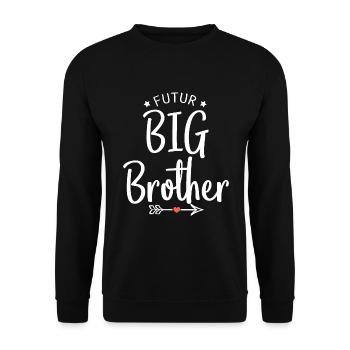 future big brother geschenk geburt großer Bruder - Unisex Pullover - Schwarz - Vorne - Alina (178cm) & Michal (187cm)