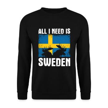 All i need is Sweden Scandinavia - Unisex Sweatshirt - black - Front - Alina (178cm) & Michal (187cm)