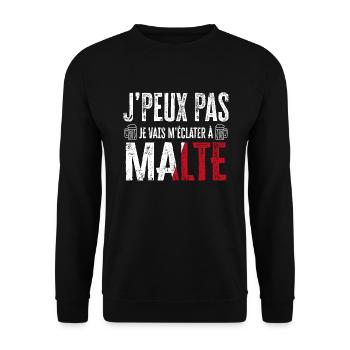 Je peux pas je vais m'éclater à Malte humour Malta - Sweat-shirt Unisexe - noir - Devant - Alina (178cm) & Michal (187cm)