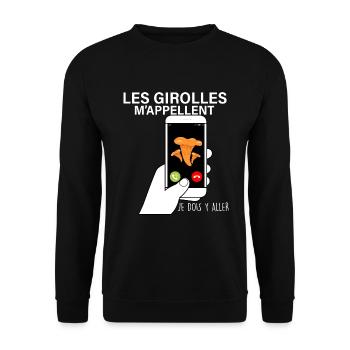t-shirt la girolle m'appellent Cadeau Champignon - Sweat-shirt Unisexe - noir - Devant - Alina (178cm) & Michal (187cm)