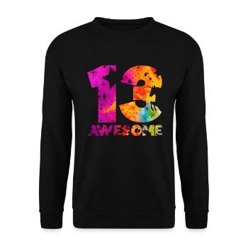 AWESOME 13TH BIRTHDAY UNICORN 13 YEARS - Unisex Sweatshirt - black - Front - Alina (178cm) & Michal (187cm)