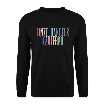 examinierte Einzelhandelskauffrau -buntes Design - Unisex Pullover - Schwarz - Vorne - Alina (178cm) & Michal (187cm)