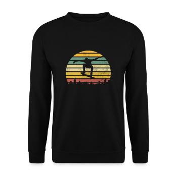 Skate Vintage Retro Skating Skateboard - Unisex Pullover - Schwarz - Vorne - Alina (178cm) & Michal (187cm)
