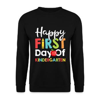 Happy first day of kindergarten - Unisex Sweatshirt - black - Front - Alina (178cm) & Michal (187cm)