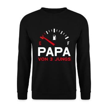 VATER DREI SÖHNE PAPA VON 3 JUNGS VATERTAG - Unisex Pullover - Schwarz - Vorne - Alina (178cm) & Michal (187cm)