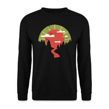 Trail in the sunset | Nature hiking - Unisex Sweatshirt - black - Front - Alina (178cm) & Michal (187cm)