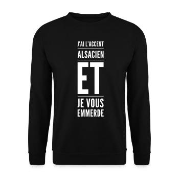 J'ai l'accent alsacien et je vous emmerde - Sweat-shirt Unisexe - noir - Devant - Alina (178cm) & Michal (187cm)
