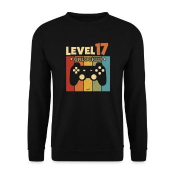 LEVEL 17 UNLOCKED GAMING 17th BIRTHDAY GIFT - Unisex Sweatshirt - black - Front - Alina (178cm) & Michal (187cm)