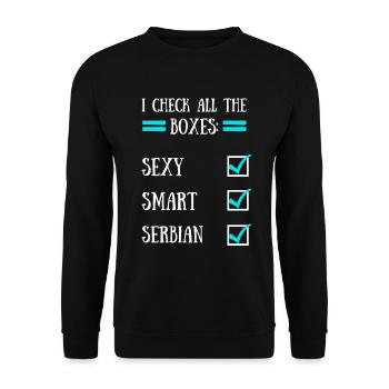 Serbia serb sexy smart origin woman home - Unisex Sweatshirt - black - Front - Alina (178cm) & Michal (187cm)