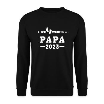 Ich werde Papa 2023 - Unisex Pullover - Schwarz - Vorne - Alina (178cm) & Michal (187cm)