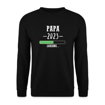 Papa 2023 loading /Du wirst Vater! - Unisex Pullover - Schwarz - Vorne - Alina (178cm) & Michal (187cm)
