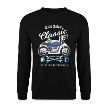 MOTARD MOTO CLASSIQUE RETRO RIDER MOTIFS VINTAGE - Sweat-shirt Unisexe - noir - Devant - Alina (178cm) & Michal (187cm)