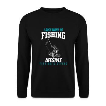 Fishing Lifestyle - Sweat-shirt Unisexe - noir - Devant - Alina (178cm) & Michal (187cm)
