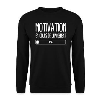 Motivation phrase humour - Sweat-shirt Unisexe - noir - Devant - Alina (178cm) & Michal (187cm)