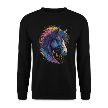 Pop Art Horse - Unisex Pullover - Schwarz - Vorne - Alina (178cm) & Michal (187cm)
