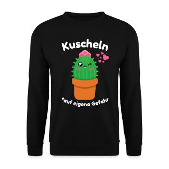 Kaktus süß für Babys, Kinder, Frauen zum Kuscheln - Unisex Pullover - Schwarz - Vorne - Alina (178cm) & Michal (187cm)