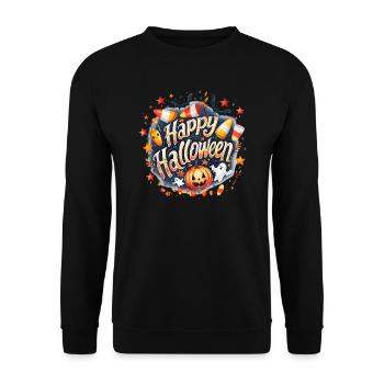 Halloween – Happy Halloween Cute Ghost Pumpkins - Unisex Sweatshirt - black - Front - Alina (178cm) & Michal (187cm)