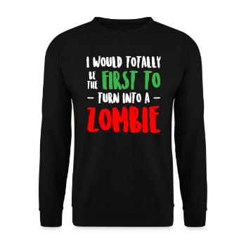 Funny Zombie - Unisex Pullover - Schwarz - Vorne - Alina (178cm) & Michal (187cm)