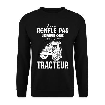Ich schnarche nicht, ich träume, dass ich ein Traktor bin - Unisex Pullover - Schwarz - Vorne - Alina (178cm) & Michal (187cm)
