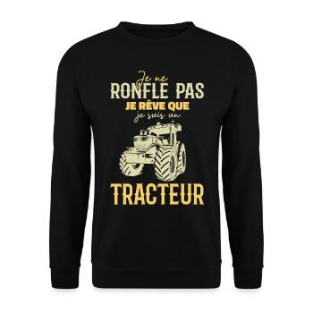 Ich schnarche nicht, ich träume, dass ich ein Traktor bin - Unisex Pullover - Schwarz - Vorne - Alina (178cm) & Michal (187cm)