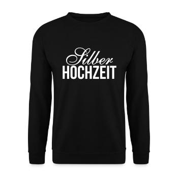 Silberhochzeit silberne Hochzeit 25 Jahre Geschenk - Unisex Pullover - Schwarz - Vorne - Alina (178cm) & Michal (187cm)
