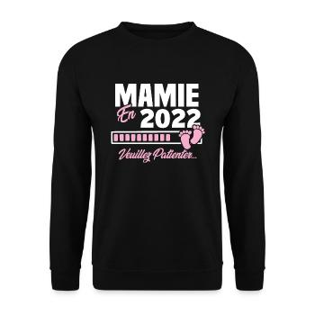 Mamie en 2022 / Cadeau future mamie 2022 - Sweat-shirt Unisexe - noir - Devant - Alina (178cm) & Michal (187cm)