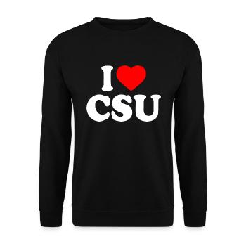 I love csu - Unisex Pullover - Schwarz - Vorne - Alina (178cm) & Michal (187cm)