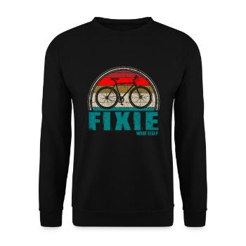 Fixie Bike Biker Geschenk - Unisex Pullover - Schwarz - Vorne - Alina (178cm) & Michal (187cm)