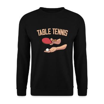 Aufschlag Tischtennisball Tischtennisspieler - Unisex Pullover - Schwarz - Vorne - Alina (178cm) & Michal (187cm)