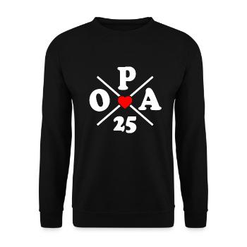 Opa 2025 - Unisex Pullover - Schwarz - Vorne - Alina (178cm) & Michal (187cm)
