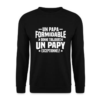 Un Papa Formidable Donne Un Papy Exceptionnel - Sweat-shirt Unisexe - noir - Devant - Alina (178cm) & Michal (187cm)