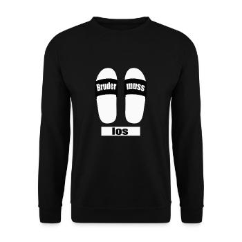 Bruder muss los lustig witzig Brudi Bro Geschenk - Unisex Pullover - Schwarz - Vorne - Alina (178cm) & Michal (187cm)