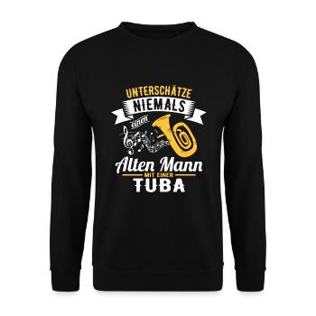 Pensioner tuba retirement wind instrument wind music - Unisex Sweatshirt - black - Front - Alina (178cm) & Michal (187cm)