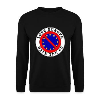 Anti eu - love europe hate the eu - Unisex Pullover - Schwarz - Vorne - Alina (178cm) & Michal (187cm)