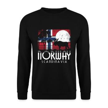 RETRO NORWAY SCANDINAVIA NOREG NORGE NORWEGIAN - Unisex Sweatshirt - black - Front - Alina (178cm) & Michal (187cm)