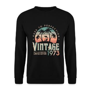 1973 Anniversaire vintage Cadeau 1973 - Sweat-shirt Unisexe - noir - Devant - Alina (178cm) & Michal (187cm)