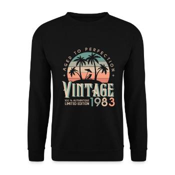 1983 Anniversaire vintage Cadeau 1983 - Sweat-shirt Unisexe - noir - Devant - Alina (178cm) & Michal (187cm)