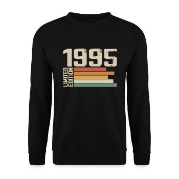 1995 Vintage - Retro 1995 Cadeau Anniversaire 1995 - Sweat-shirt Unisexe - noir - Devant - Alina (178cm) & Michal (187cm)