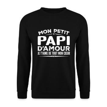 Cadeau Papi d'amour je t'aime de tout mon cœur - Sweat-shirt Unisexe - noir - Devant - Alina (178cm) & Michal (187cm)