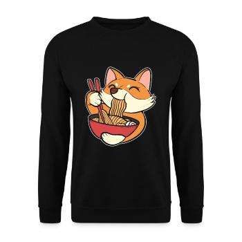 Corgi Ramen - Sweat-shirt Unisexe - noir - Devant - Alina (178cm) & Michal (187cm)