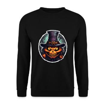 Halloweenkürbis - Unisex Pullover - Schwarz - Vorne - Alina (178cm) & Michal (187cm)