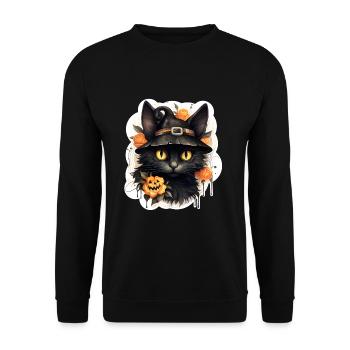 Halloween Black Cat - Unisex Sweatshirt - black - Front - Alina (178cm) & Michal (187cm)