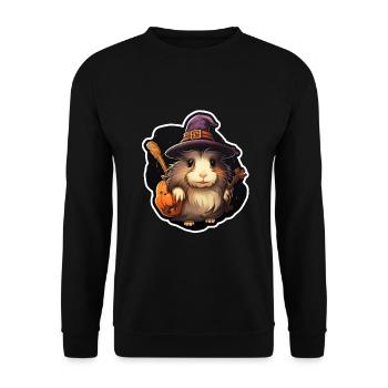 Halloween Meerschweinchen - Unisex Pullover - Schwarz - Vorne - Alina (178cm) & Michal (187cm)