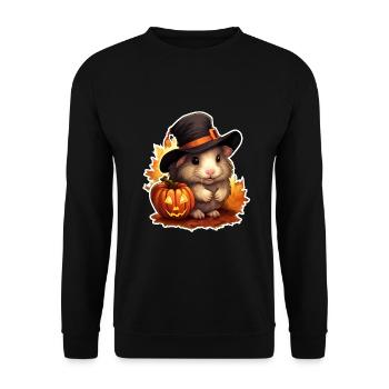 Halloween Meerschweinchen - Unisex Pullover - Schwarz - Vorne - Alina (178cm) & Michal (187cm)