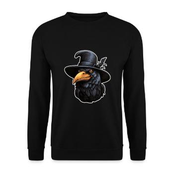 Corneille d’Halloween avec chapeau - Sweat-shirt Unisexe - noir - Devant - Alina (178cm) & Michal (187cm)