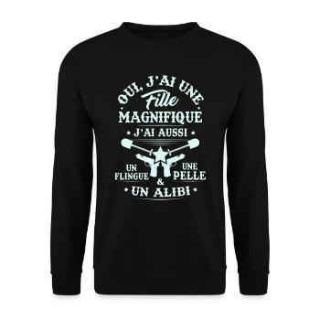 T-shirt for Dad - I have a beautiful girl - Unisex Sweatshirt - black - Front - Alina (178cm) & Michal (187cm)
