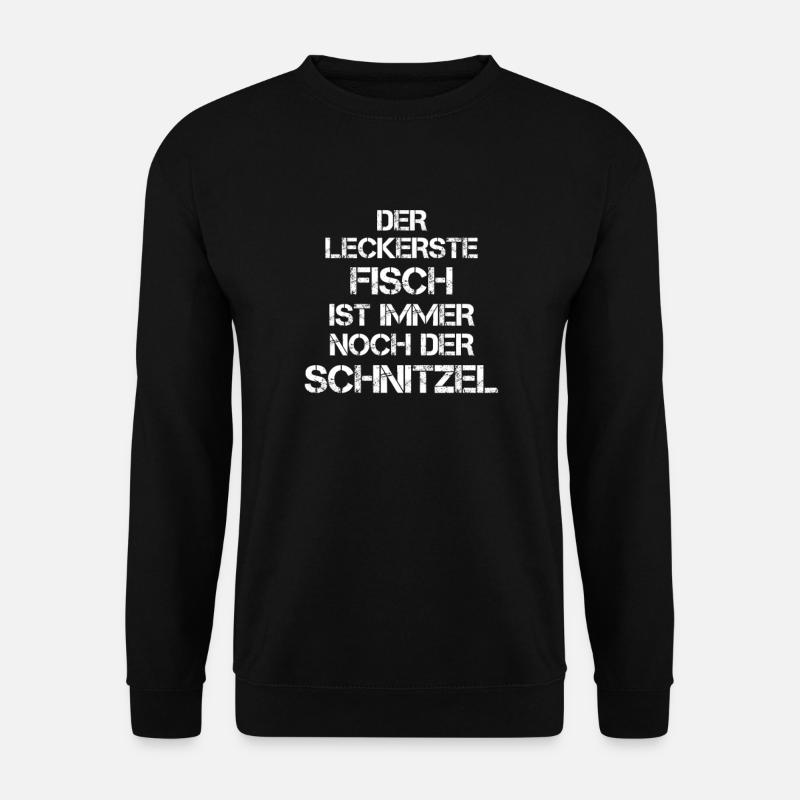 Fisch Schnitzel Essen mahlzeit lecker Fleisch Meer - Unisex Pullover - Schwarz