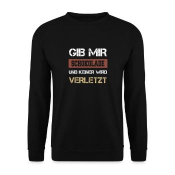 Chocolate snacking sweets Sugar Hunger - Unisex Sweatshirt - black - Front - Alina (178cm) & Michal (187cm)
