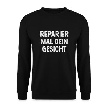 sprüche, lustige sprüche, lustige, humor, Gesicht - Unisex Pullover - Schwarz - Vorne - Alina (178cm) & Michal (187cm)