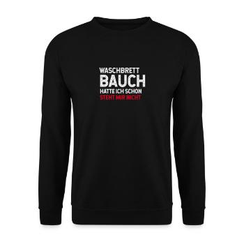 Waschbrettbauch Muskeln Sport körper lustig witz - Unisex Pullover - Schwarz - Vorne - Alina (178cm) & Michal (187cm)